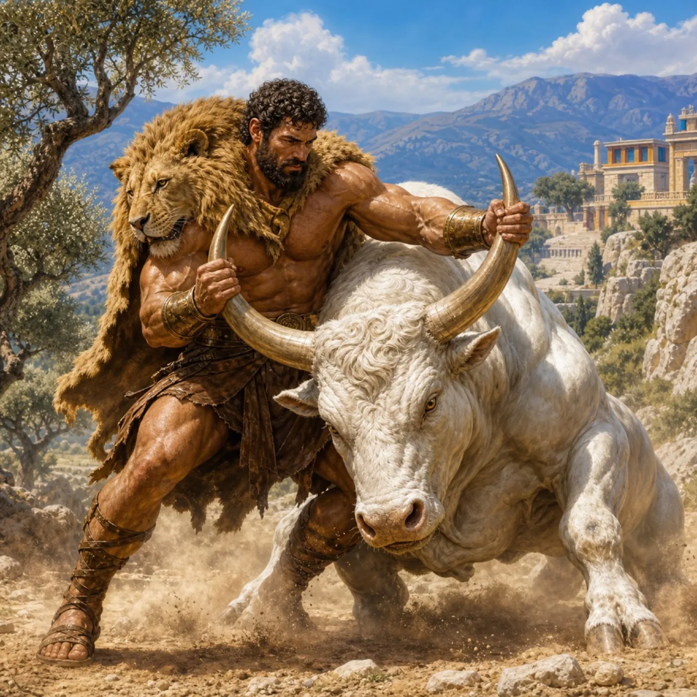 Ilustração de Hércules e o Touro de Creta