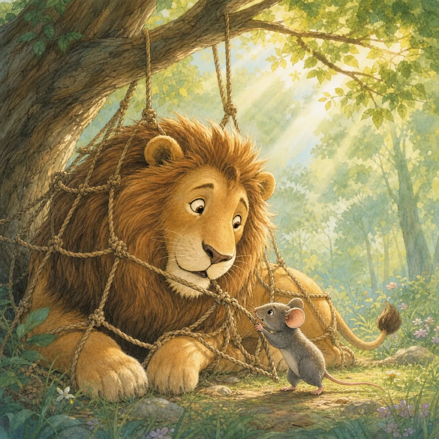 Ilustração de O Leão e o Ratinho