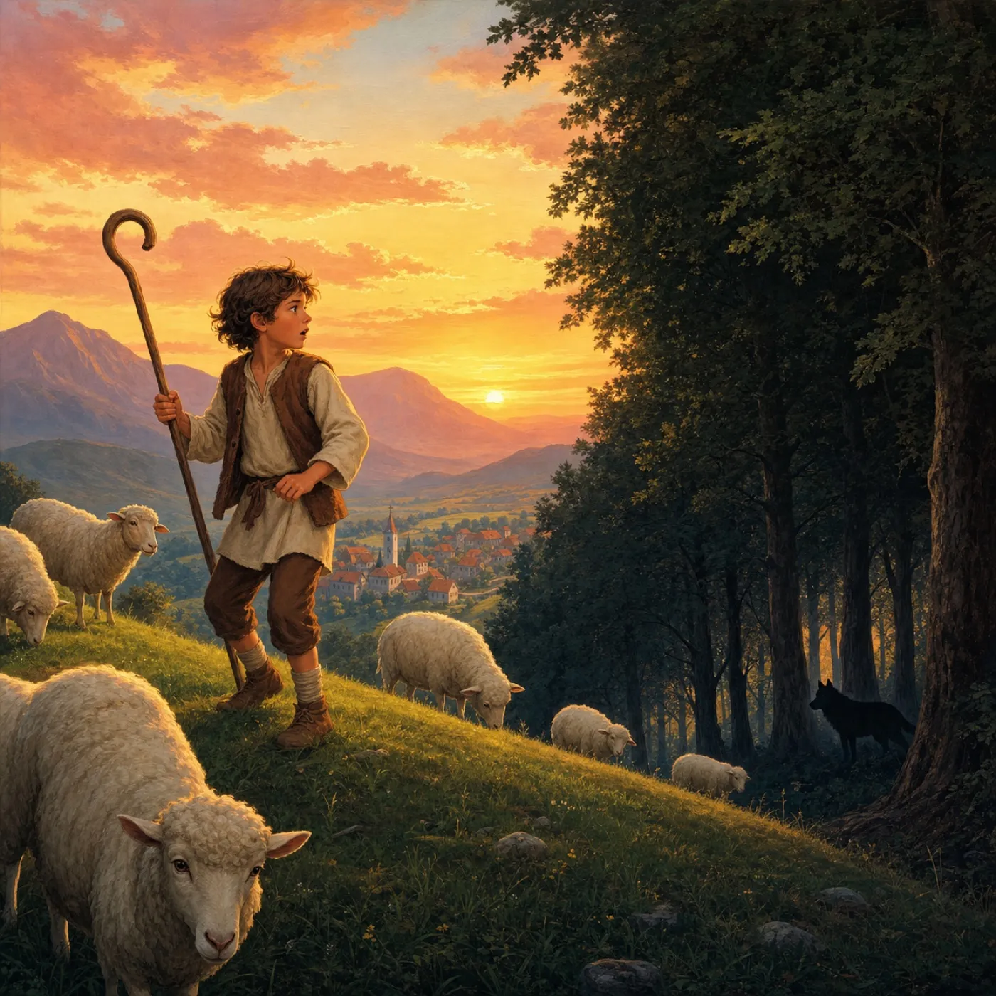 Ilustração de Pedro e o Lobo